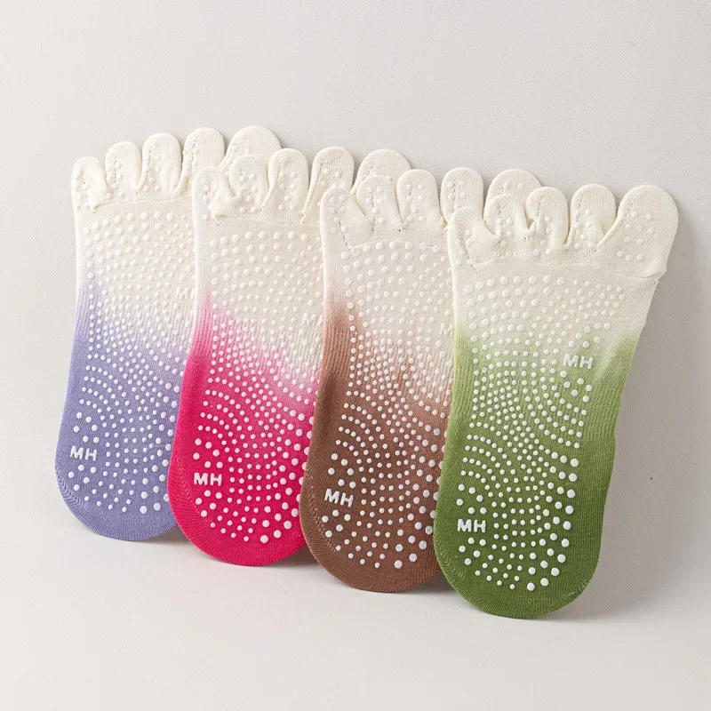 Professional Five Finger Yoga Socks, Breathable Bandage Ballet Pilates Socks For Women, Non Slip Backless Dance Sports light Coffee 35 39