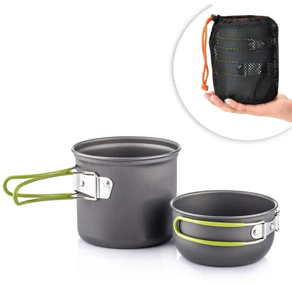 Ultralight Camping Cookware Mess Kit With Non Stick Pots For Outdoor Cooking And Hiking Ultralight Camping Cookware Mess Kit With Non Stick Pots For Outdoor Cooking And Hiking