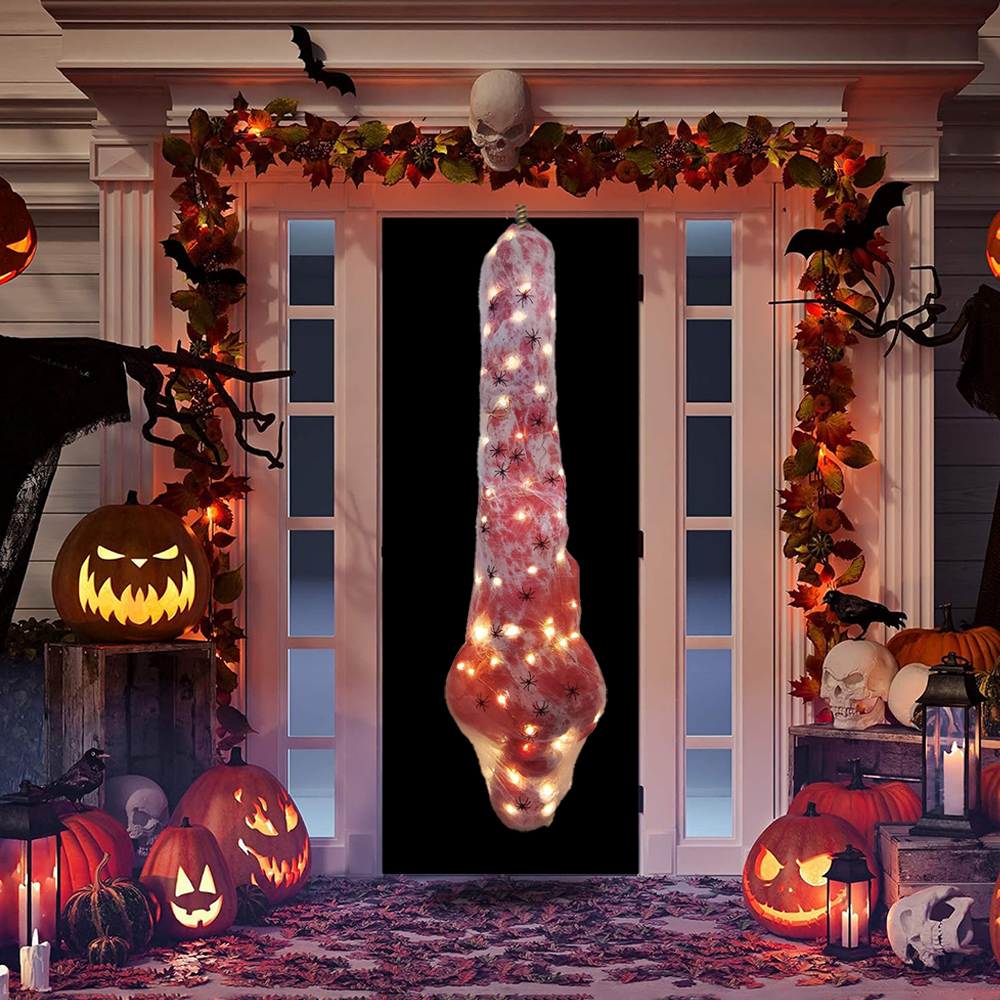 Light Up Cocoon Corpse Prop,59 Inch Scary Hanging Dead Body With LED String Lights For Outdoor Haunted House & Halloween no Light 1set