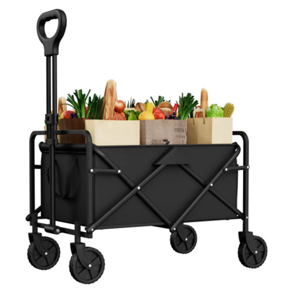 Foldable Garden Wagon Cart Portable Outdoor Camping & Beach Utility Trolley black