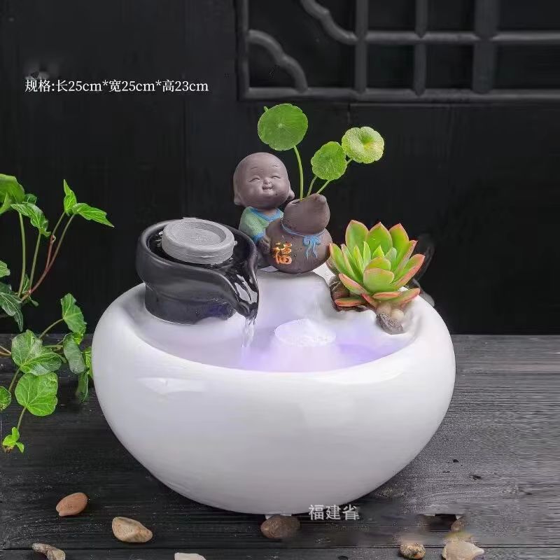 Ceramic Cat Water Fountain Creative Desktop Waterfall & Indoor Pet Fountain b
