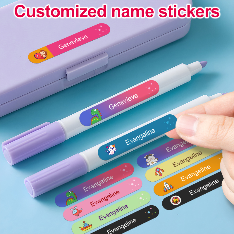 Water Resistant Personalized Labels, Name Stickers Customized, Durable Matte Finish For Kids Bottles, Lunch Box e 120pcs 4.9x0.9cm