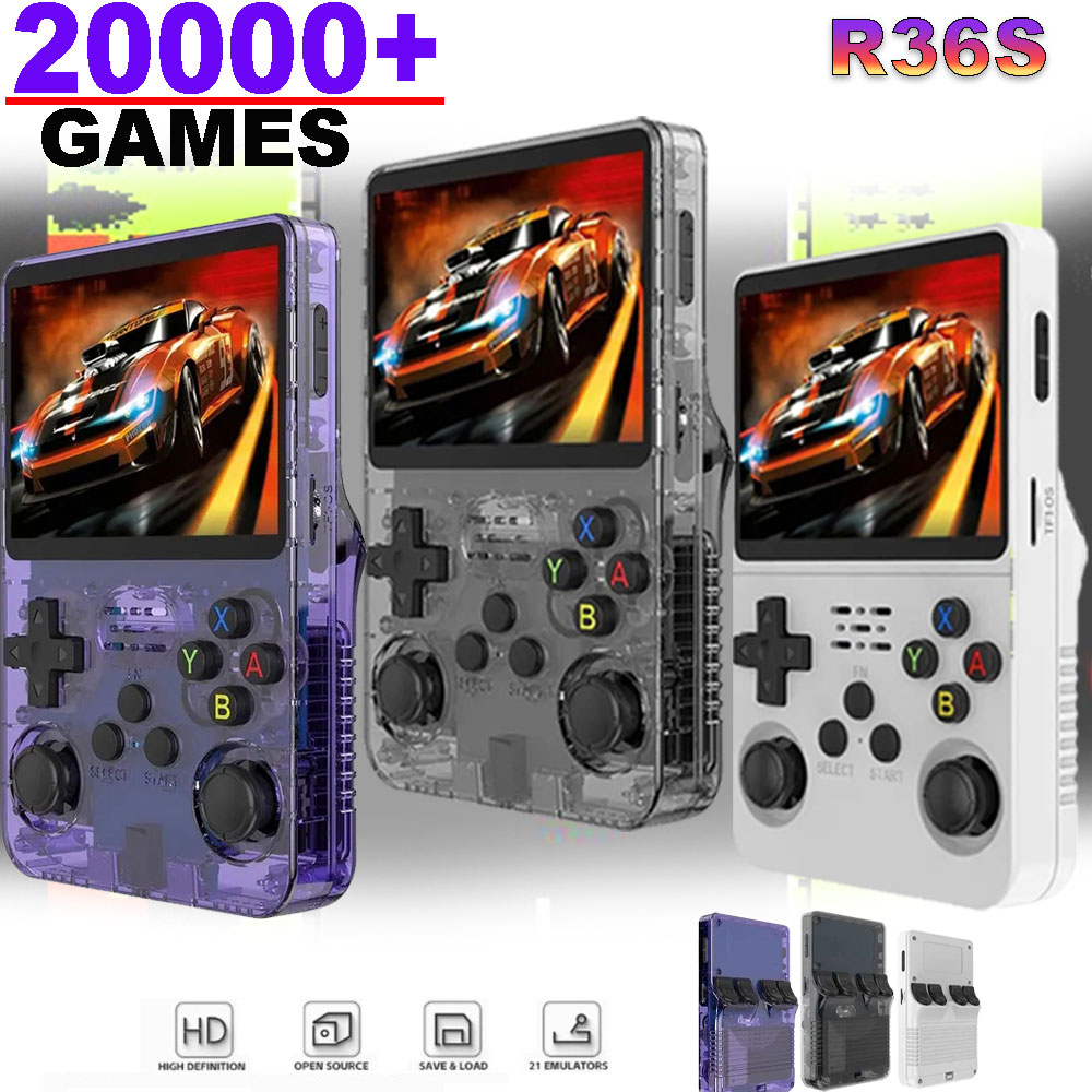 R36S Retro Game Console, 3.5 Inch IPS Display, 128GB Built in Games, ArkOS System Pocket Sized Portable Video Game red 64g