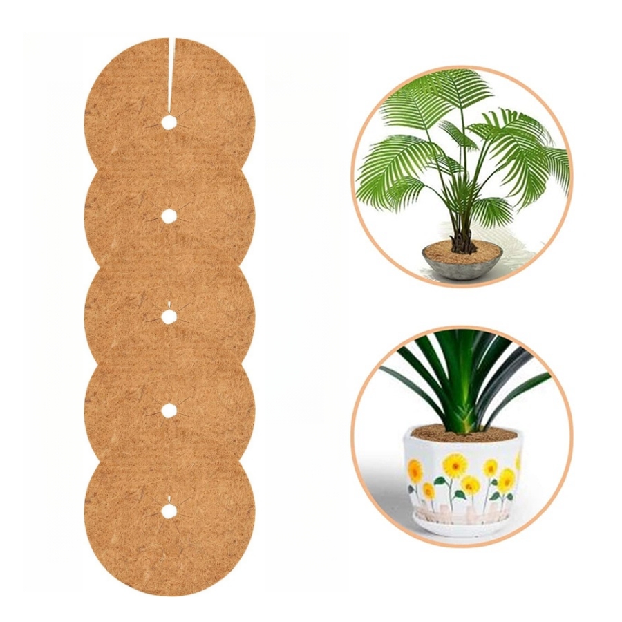 Eco Friendly Natural Coco Coir Fiber Tree Mulch Ring Protector Organic Weed Barrier Mat Anti Grass Disc Flower Pot Cover 5pcs diameter 30cm