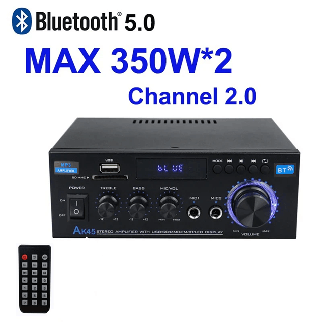 AK45 HiFi Bluetooth Audio Amplifier Stereo Power Amp For Home And Car Speakers AK45 HiFi Bluetooth Audio Amplifier Stereo Power Amp For Home And Car Speakers
