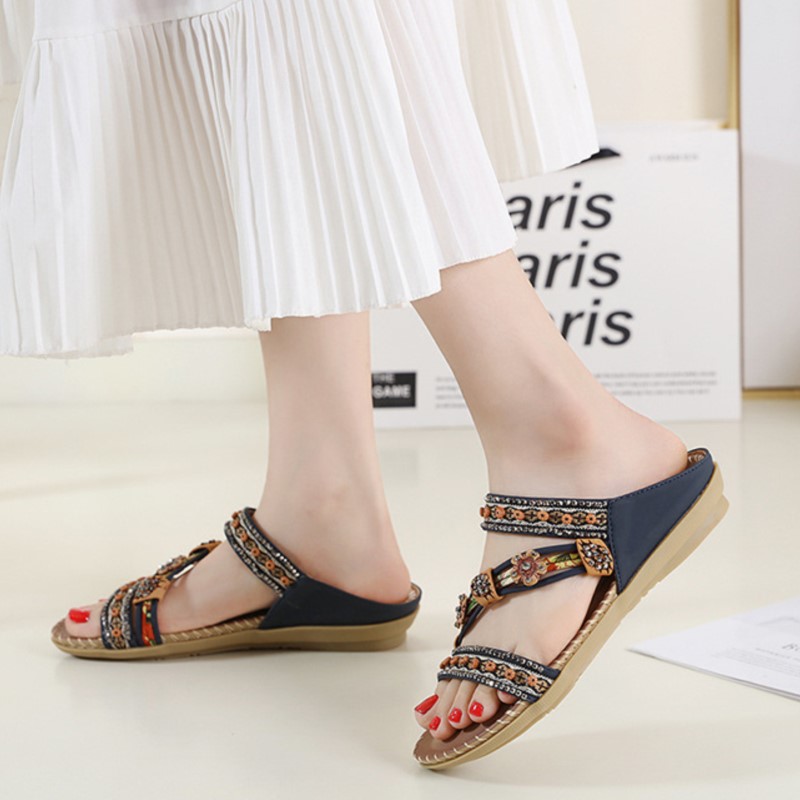 Chic Summer Woman Sandals Shoes Plus Size, Lightweight Walking Shoes, Wedge Sandals & Stylish Female Slippers For Women blue 40