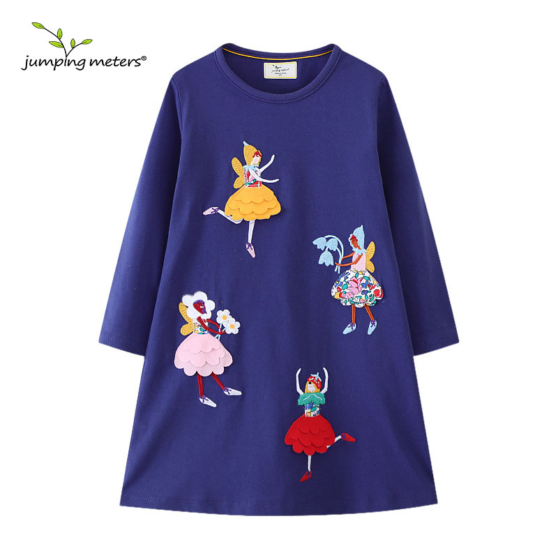 Jumping Meters Girls Dress, 2 7T Dancing Baby Long Sleeve, Cute Party Dress With Animals Applique And Dots, Childrens t7895 5t