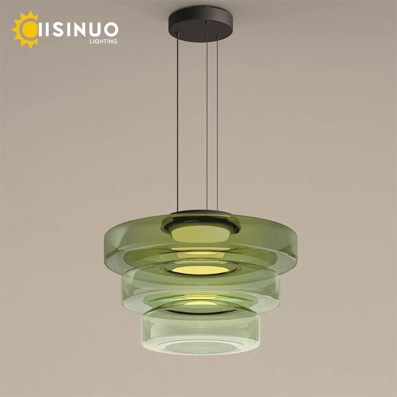 LED Luxury Glass Pendant Light Adjustable Hanging Lamp For Dining Room Bedroom Kitchen Living Room cold White smoke Grey 9.8in 13.8in