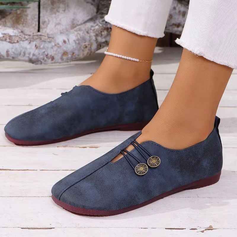 Women's Leather Loafers Soft Non Slip Flat Shoes For Comfortable Walking And Everyday Fashion blue 36(us 6)
