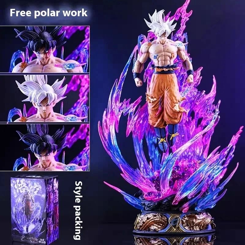 Dragon Ball Goku Action Figure Ultra Instinct LED Light PVC Statue Collectible Model Dragon Ball Goku Action Figure Ultra Instinct LED Light PVC Statue Collectible Model