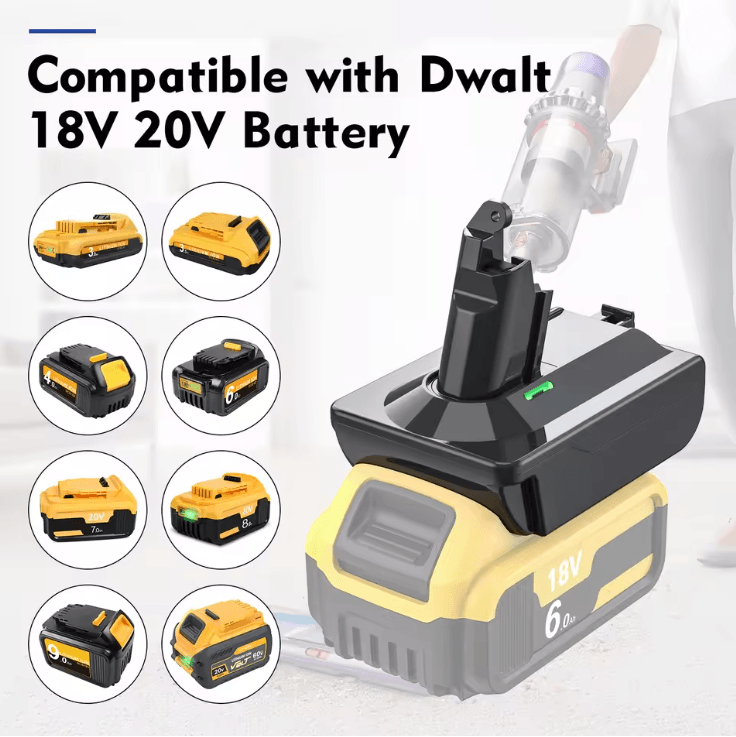 Battery Adapter For Makita Dewalt Milwaukee 18V To Dyson V6 V7 V8 Vacuum Cleaners for Dewalt To V6