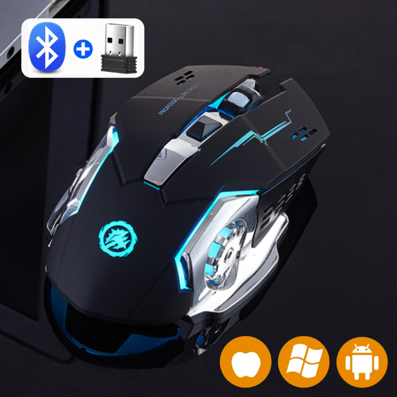 Backlight PC Gamer Mouse, Rechargeable Wireless Mouse, 2.4G USB Silent Bluetooth Backlight PC Gamer Mouse, Rechargeable Wireless Mouse, 2.4G USB Silent Bluetooth