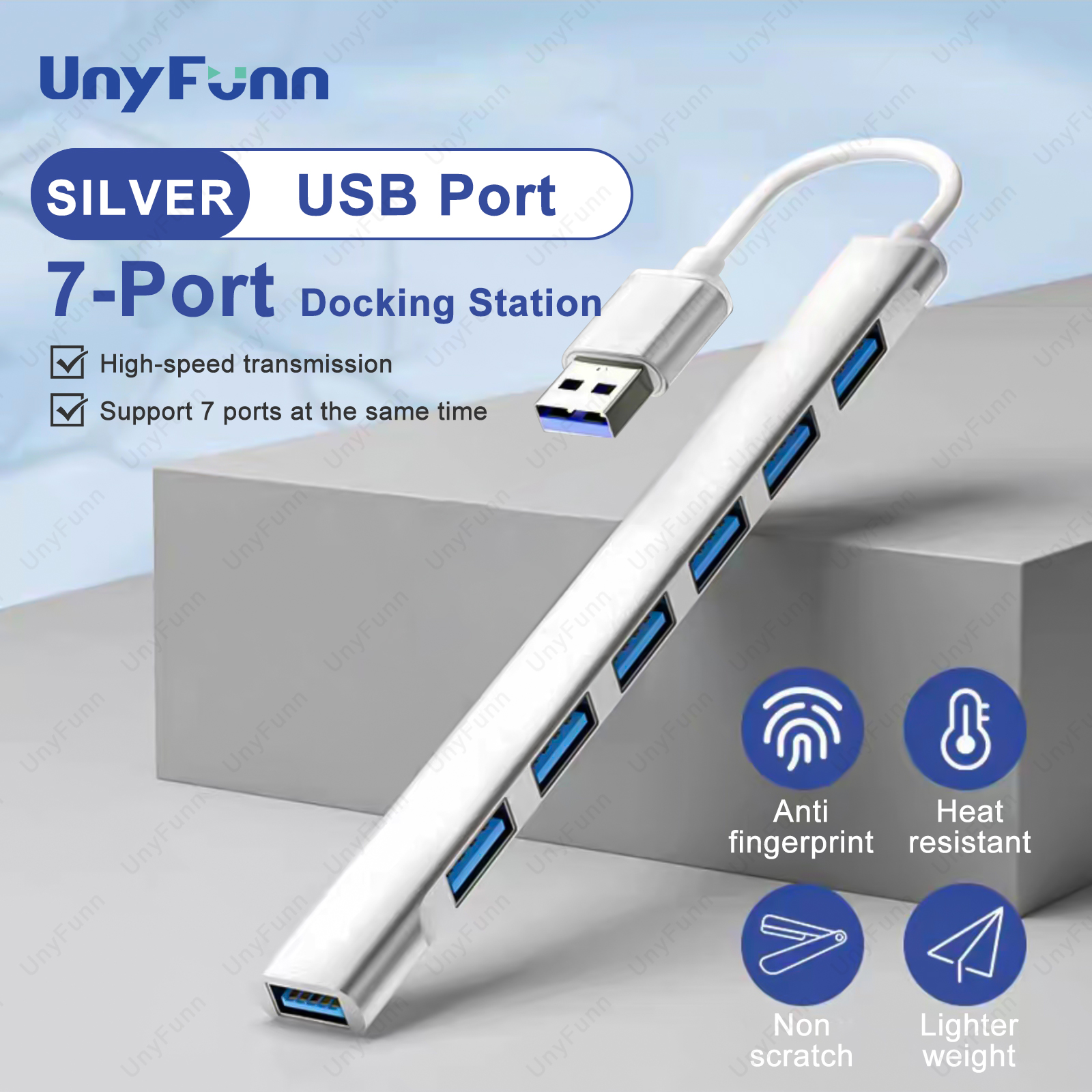 7 in 1 Type C Multi port USB Splitter, 7 Ports USB HUB USB 3.0, USB Adapter For MacBook Pro Air Laptop 4 Ports Usb Gray