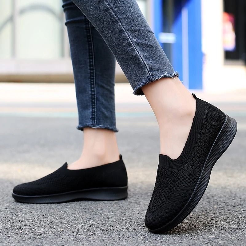 Womens Mesh Slip On Sneakers Breathable Lightweight Casual Outdoor Shoes us 10 black
