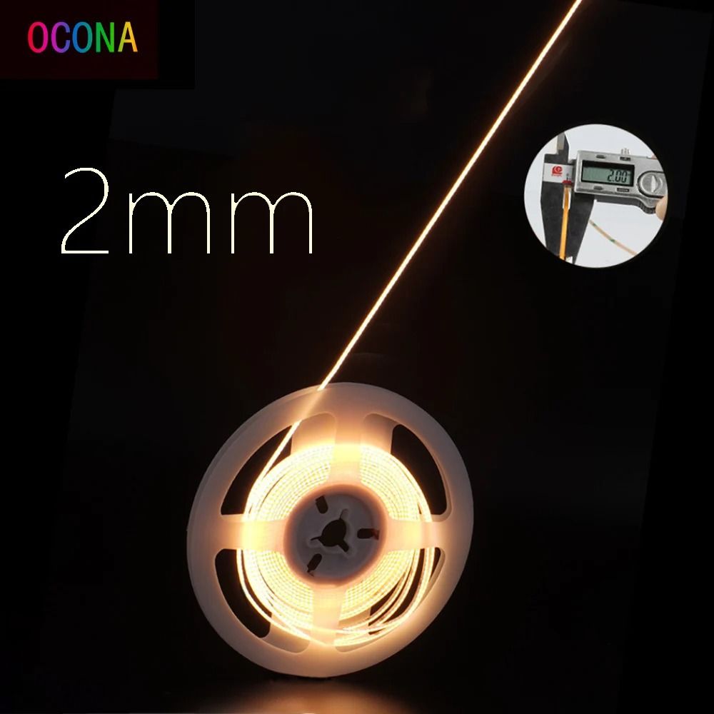 Ultimate Thin 2mm COB LED Strip Light 12V Flexible Tape Light For DIY And Cabinet Projects 2 M red