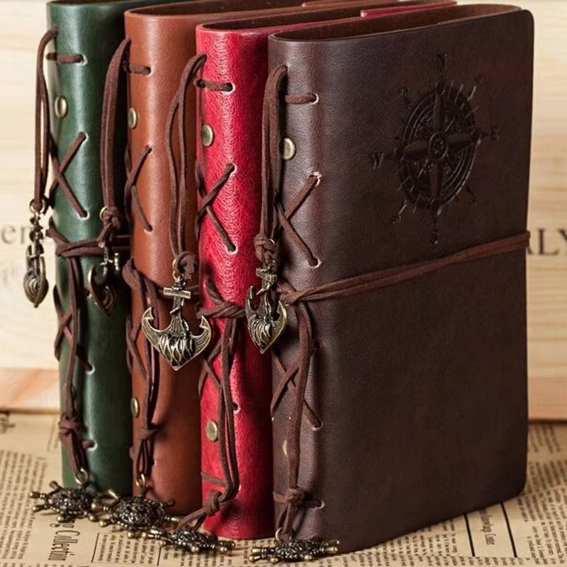 Vintage Leather Spiral Notebook Journal Retro Traveler Diary With Refillable Pages coffee small 105x145mm