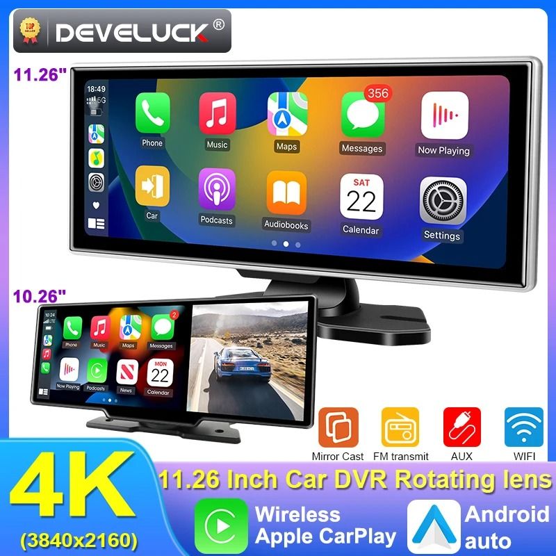 10 And 11.26 Inch Dash Cam With 4K DVR Wireless CarPlay Android Auto GPS Navigation Dual Lens none 10.26 In Rear Cam