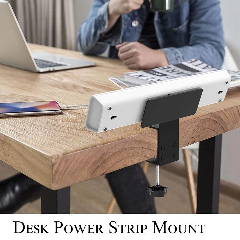 Under Desk Power Strip Holder And Cable Management Tray black