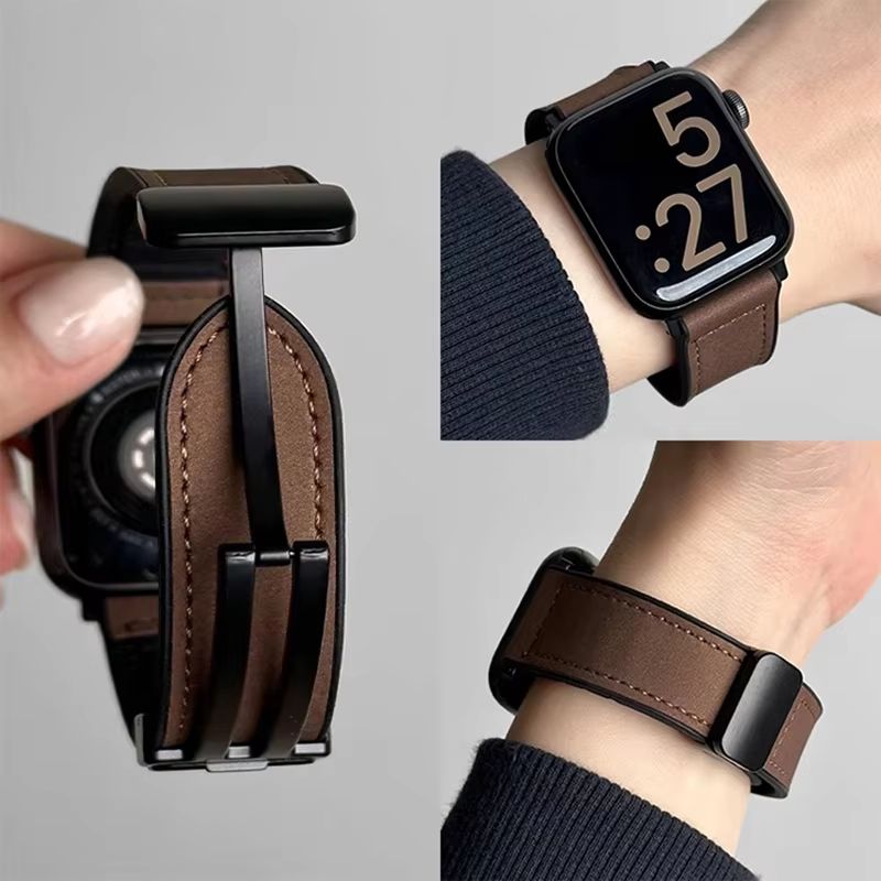 Luxury Leather Silicone Band For Apple Watch Ultra 10 9 8 SE Men's Hybrid Bracelet Strap For IWatch 42mm 44mm 45mm 46m dark Brown 44 45 46 49mm 42mm