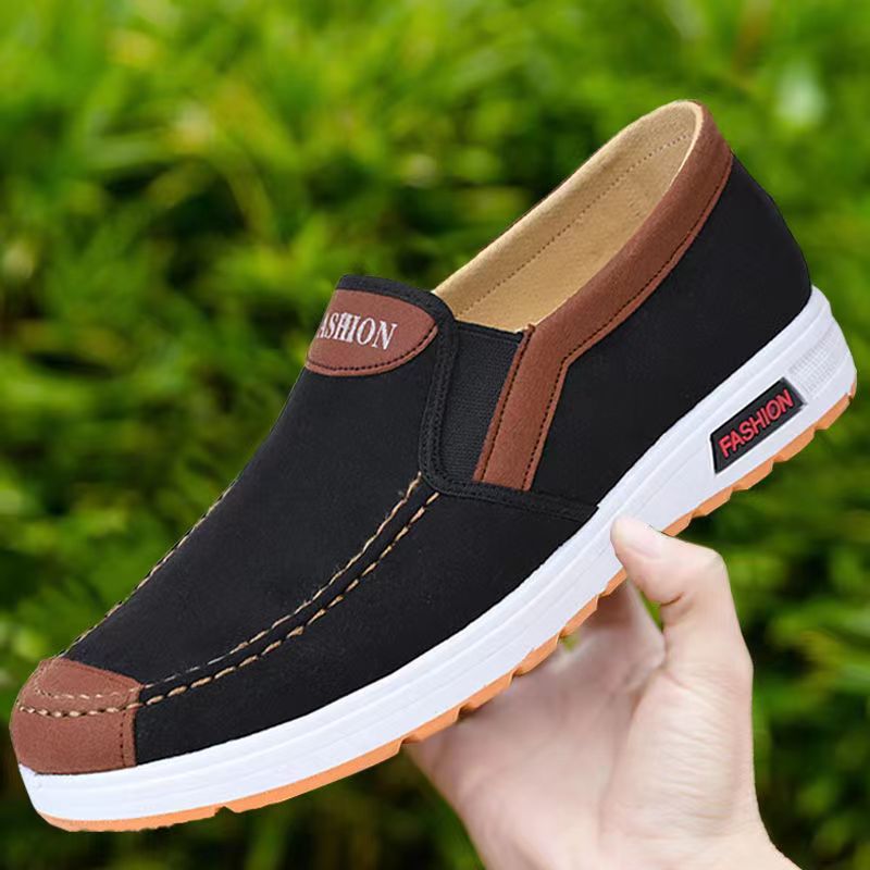 Stylish Men Casual Shoes Spring And Autumn, Trend Canvas Shoes, Lightweight Soft Flat Shoes, Comfortable Walking Shoes black 42