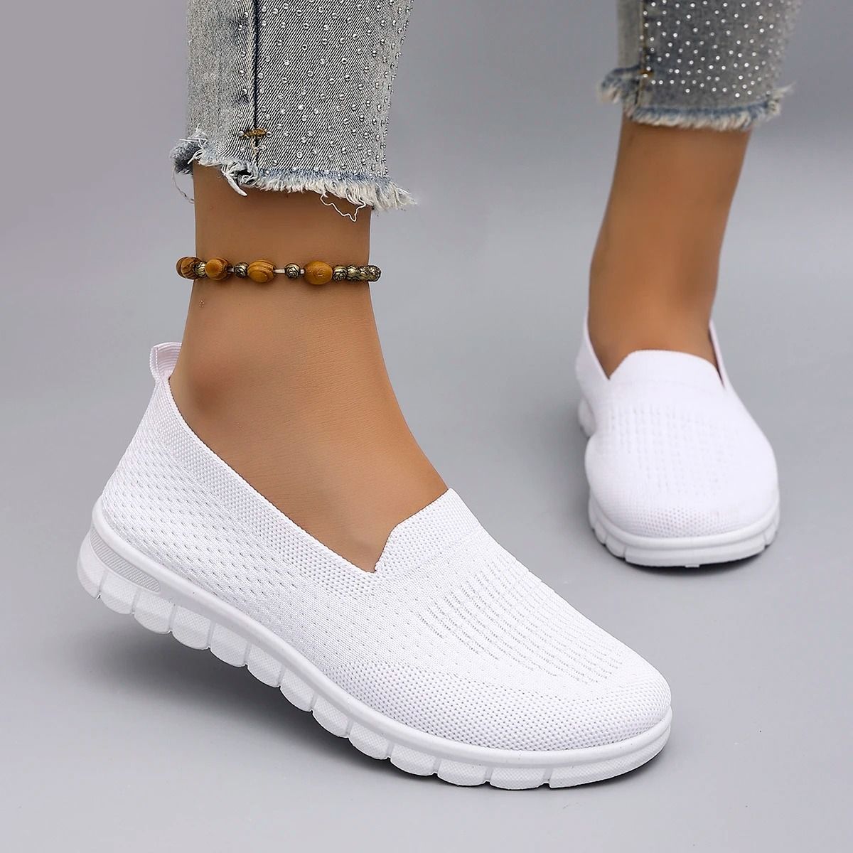 Women Summer Mesh Flat Shoes Breathable Casual Sneakers 7.5 red