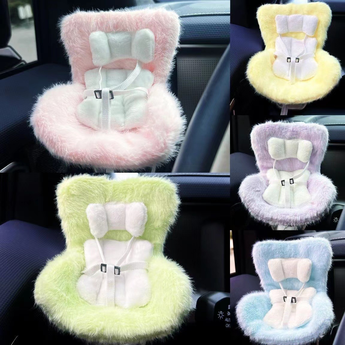 Cartoon Chair Model Car Seat, Car Doll Safety Seat, Doll Car Interior Styling Decoration white