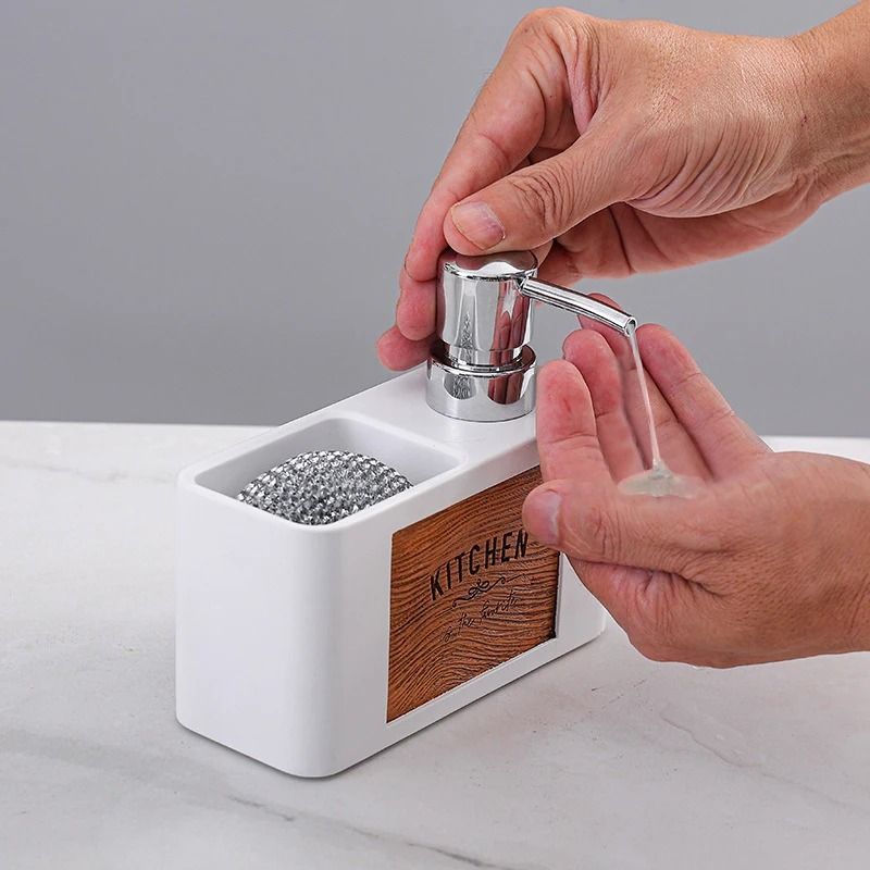 Kitchen Soap Dispenser With Sponge Holder For Hand And Dish Soap black