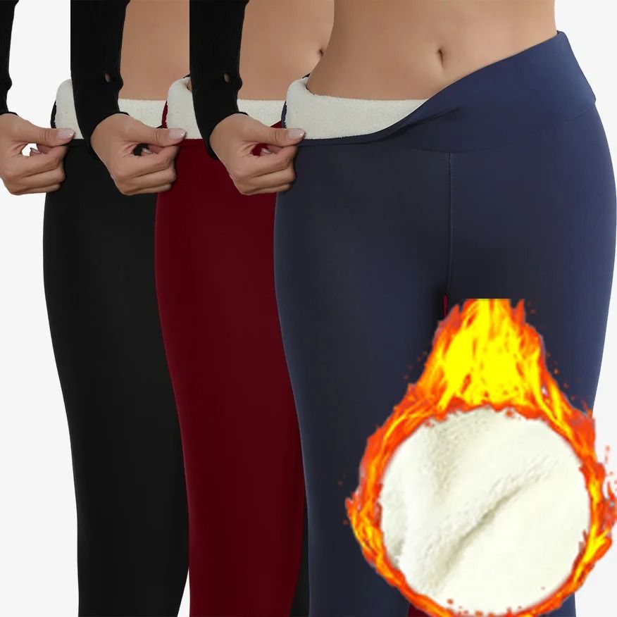 Super Warm Winter Leggings Women High Waist Stretch Velvet Pants black xxl