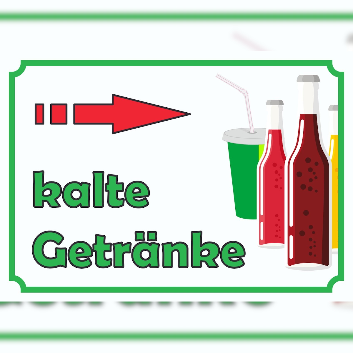 HB-Druck kalte Getränke Schild mit Pfeil rechts A1 (594x841mm)