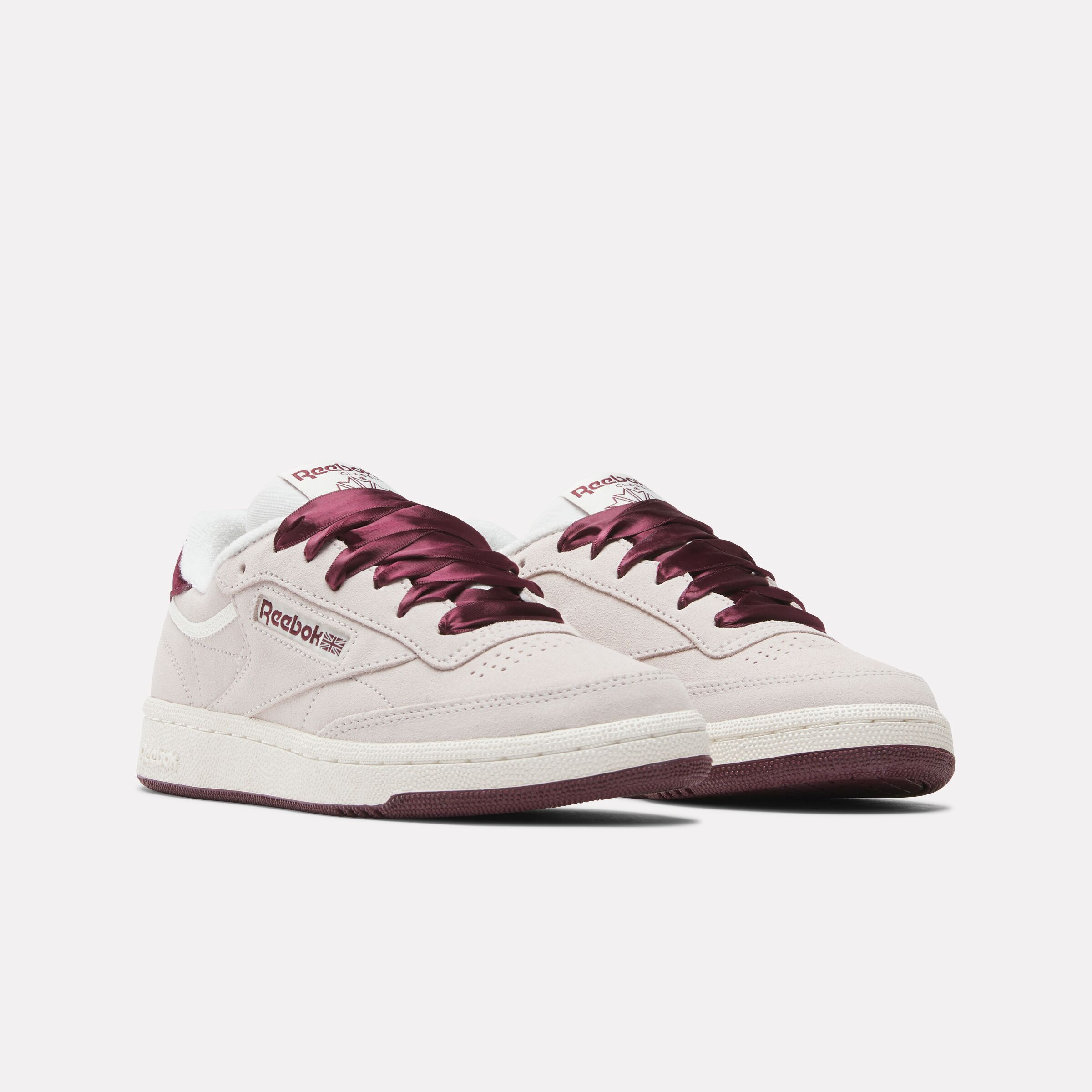 Sneaker REEBOK CLASSIC "CLUB C 85", Damen, Gr. 37, luxegrau, schwarzcherry, chalk, Leder, Textil, Schuhe Sneaker