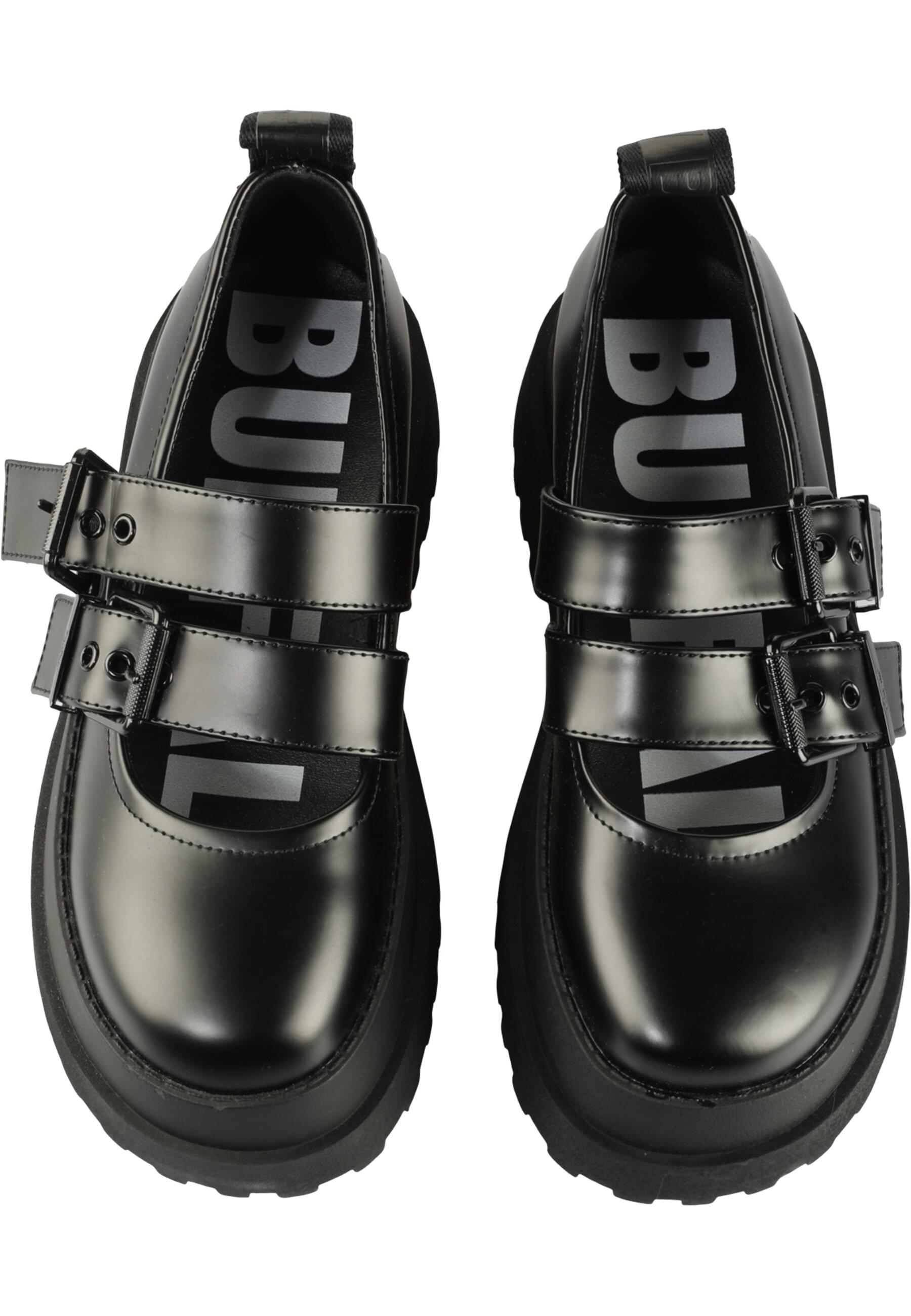 Trainingsschuh BUFFALO "Buffalo PLUTO MARY", Damen, Gr. 37, schwarz, Polyurethan, unifarben, Schuhe