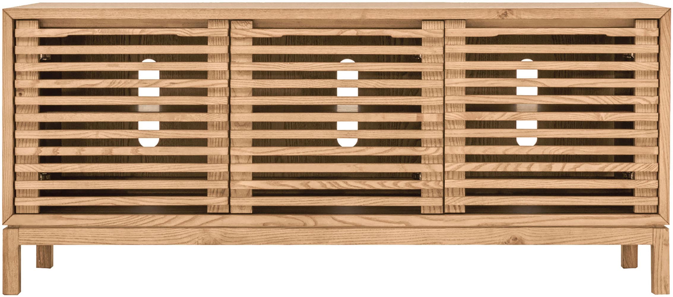 TV-Board ANDAS "Tanner 3-türige Medienkonsole aus Eschenholz", natur, B:125cm H:66cm T:46cm, Massivholz, Sideboards, TV-Board