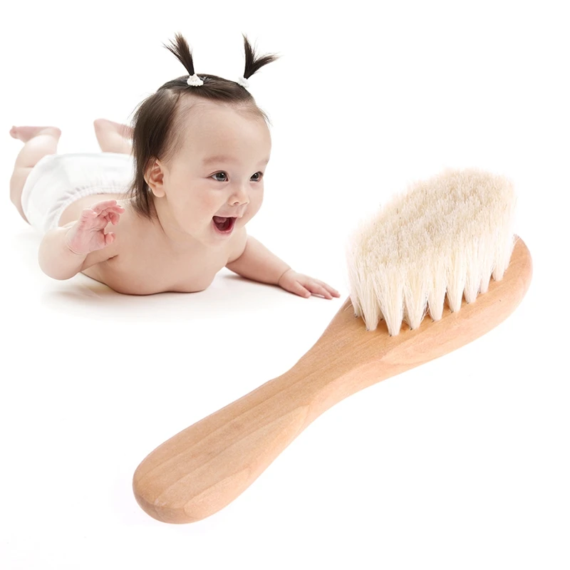 Holzgriffbürste, Baby-Haarbürste, Neugeborenenhaar, Säuglingskamm, Kopfmassagegerät, Andenken für Neugeborene, perfektes Geschenk für Neugeborene Image