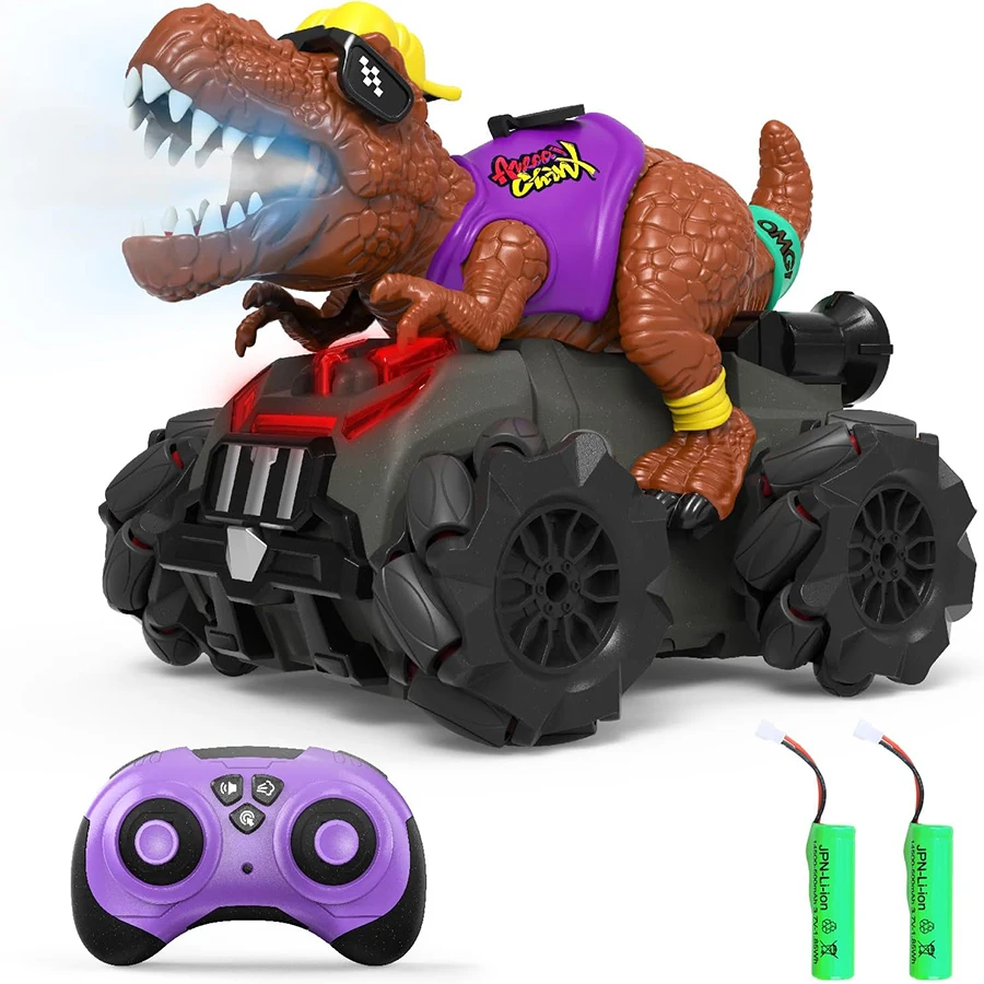Remote Control Dinosaur Car, Electric Hobby RC Toy for Toddlers, with Lights and Sound Spray, Birthday Gift for Boys and Girls
