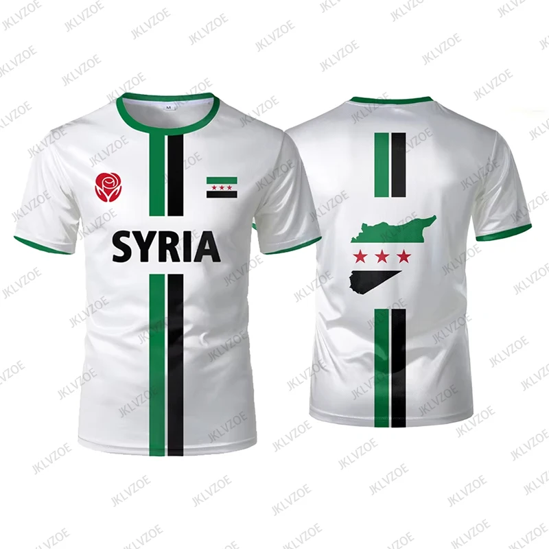Summer New Syria Football Jersey Men Women Sports T-shirts Street Soccer Uniforms Casual Syrian Flag Graphic Oversized Kids Tops