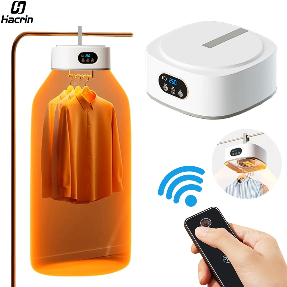 Portable Clothing Dryer Electric Clothes Dryer Folding Portable Clothes Dryer UV Sterilization Laundry Dryer with Remote Control