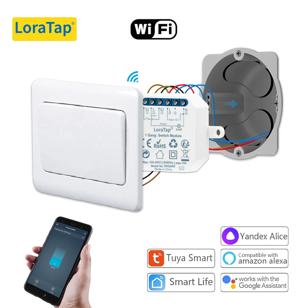 Tuya Smart Leben Wifi Schalter Relais Breaker Modul Automatisierung Beleuchtung Google Home Alexa Echo Fernbedienung App Timer 10A LoraTap Image