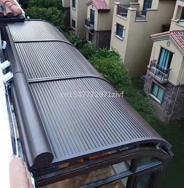 Smart Aluminium Glas Sunroom Elektrische Vorhang Dachfenster Einziehbare Fenster Sonnenblende Blatt Shutter Dachrolle Image