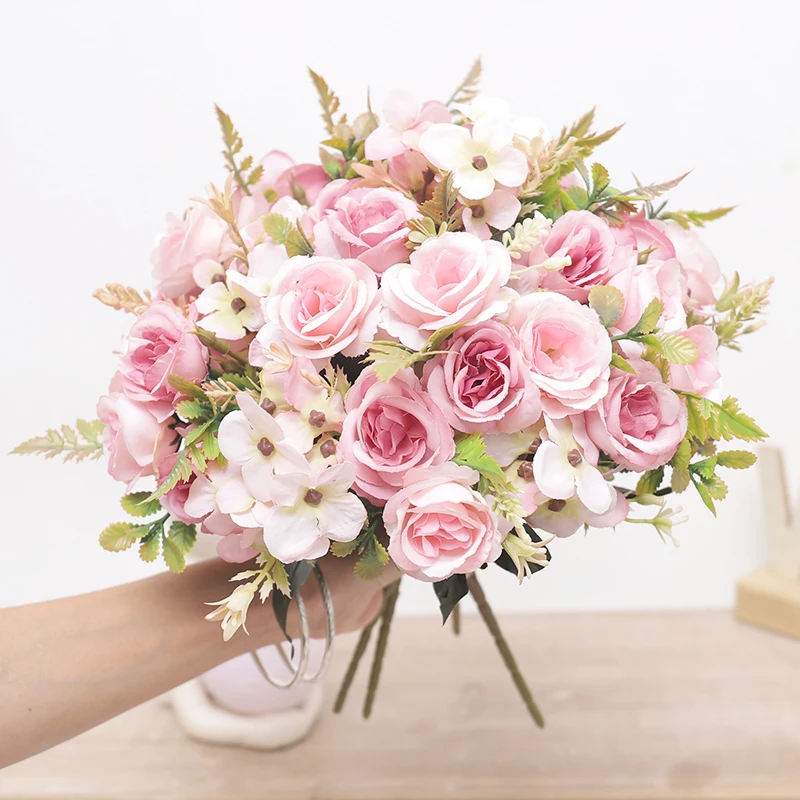 Künstliche Blumen Rose Weihnachten Hortensie Brautstrauß Hochzeit Home Decor Weihnachten Garten Party Dekoration DIY Gefälschte Blume