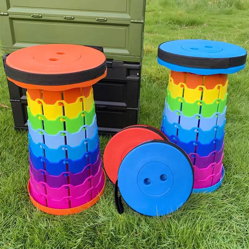 Klappbarer Teleskophocker, tragbar, leicht, für den Außenbereich, Campingstuhl, Angeln, Strandstuhl, Reisen, Wandern, Heimtextilien im Freien