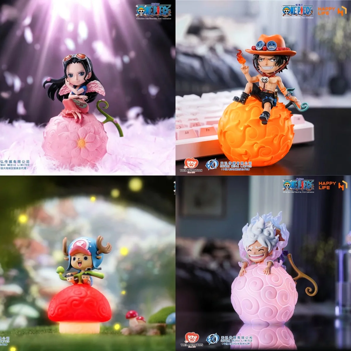 One Piece Jimei Devil Fruit Serie Sprachgesteuertes Nachtlicht Ruffy Nico Robin Chopper Portga·D· Ace Anime Figur Desktop-Modell Image