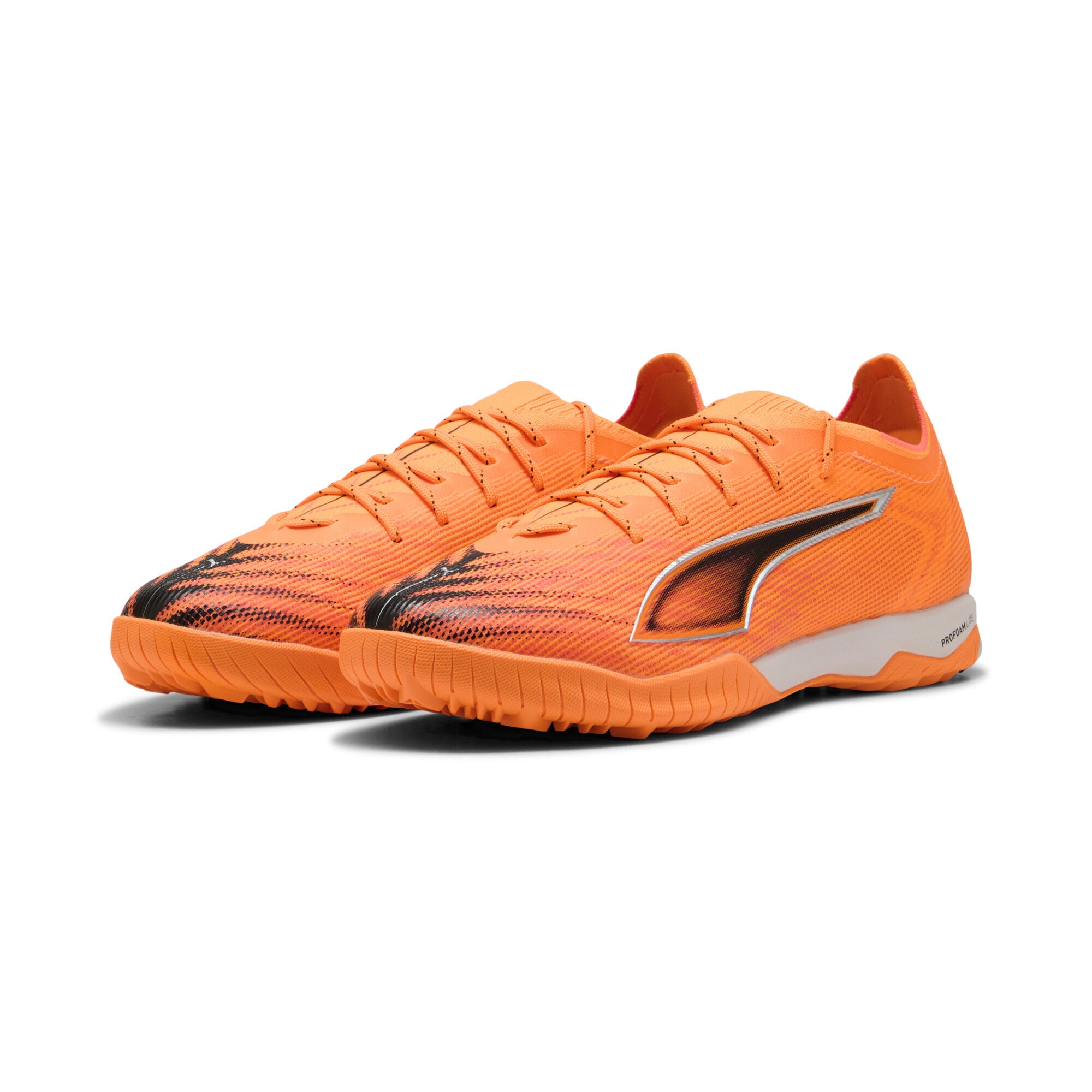 Fußballschuh PUMA "ULTRA 6 PRO CAGE TT Fußballschuhe Erwachsene", Damen, Gr. 43, heat fire schwarz glowing rot orange, Obermaterial: Textil, Synthetik; Futter: Textil, Synthetik; Innensohle: Textil; Laufsohle: Gummi, Schuhe Fußballschuh
