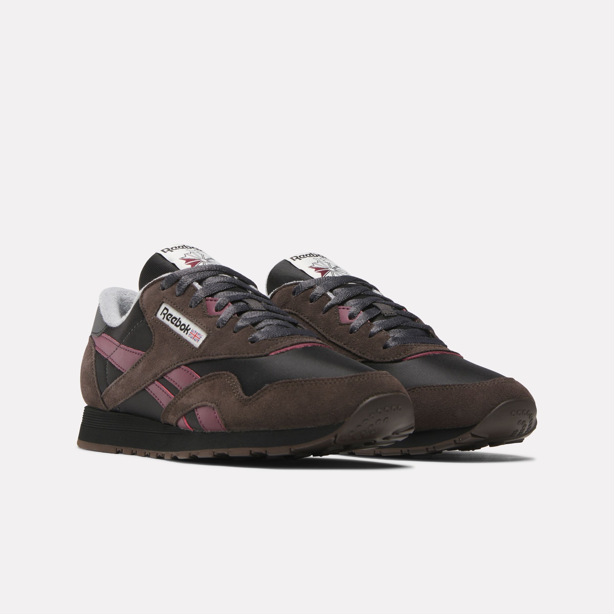 Sneaker REEBOK CLASSIC "CLASSIC NYLON", Damen, Gr. 43, washed schwarz, schwarz, schwarz cherry, Leder, Synthetik, Textil, Schuhe Sneaker