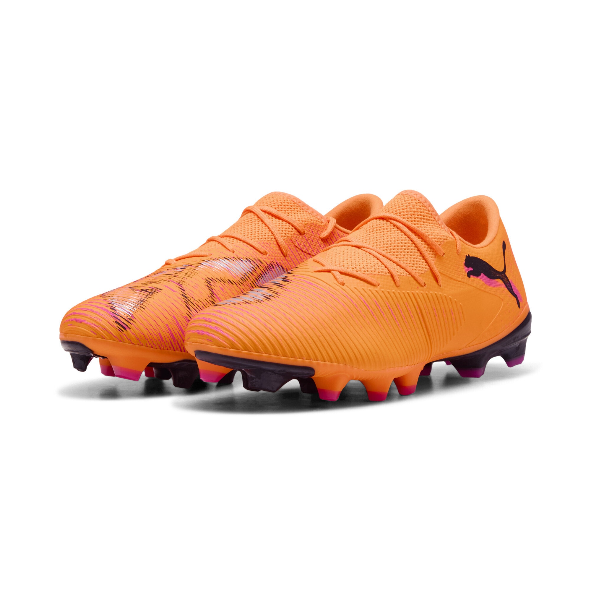 Fußballschuh PUMA "FUTURE 8 MATCH FG/AG Low Fußballschuhe Erwachsene", Herren, Gr. 43, heat fire schwarz ravish orange pink, Obermaterial: Synthetik, Textil; Futter: Synthetik, Textil; Innensohle: Textil; Laufsohle: Synthetik, Schuhe Fußballschuh