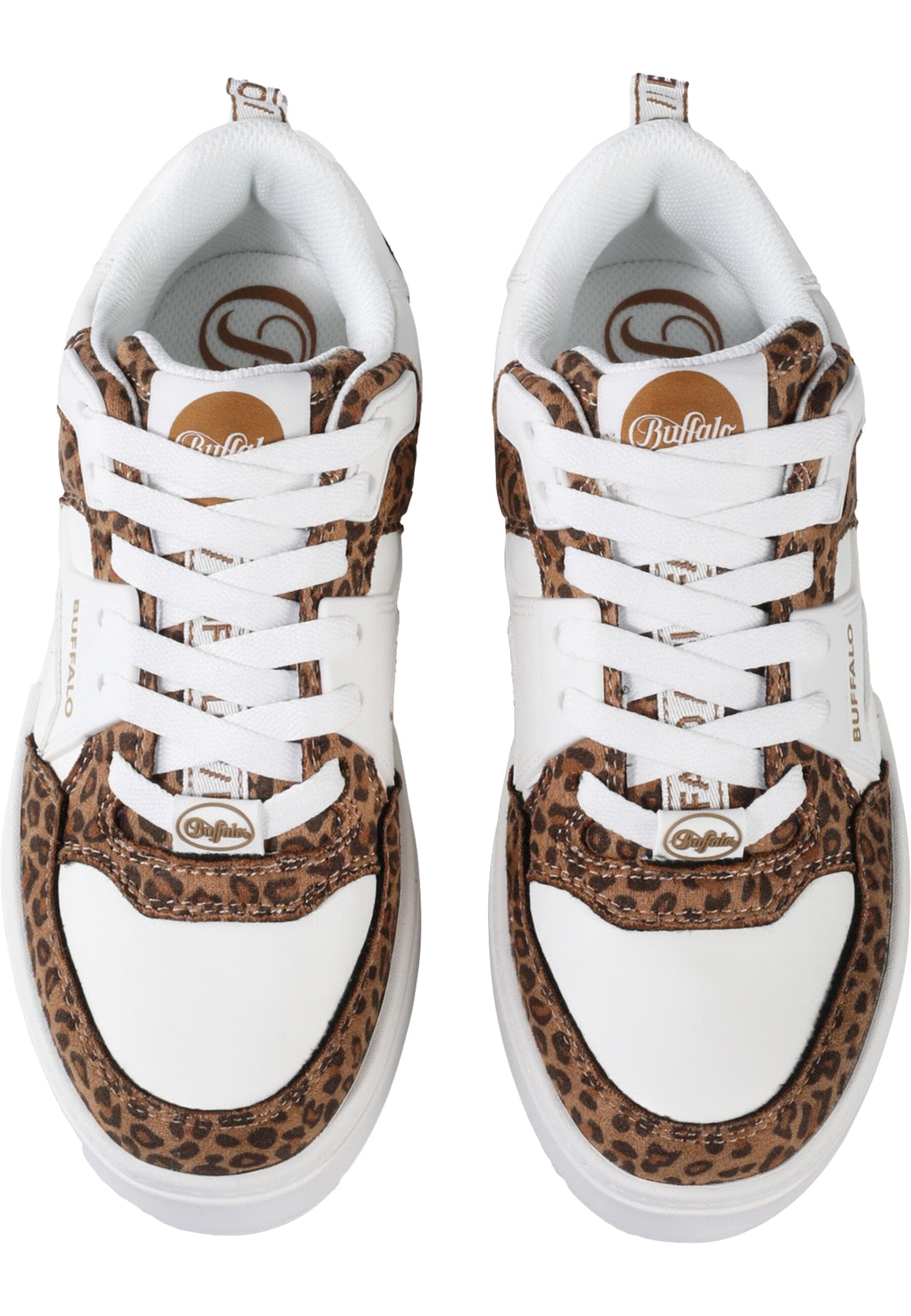 Trainingsschuh BUFFALO "Buffalo Rse V2 - Vegansuede/ Nappa", Damen, Gr. 38, weiß, braun leo, Kunstfaser, unifarben, Schuhe