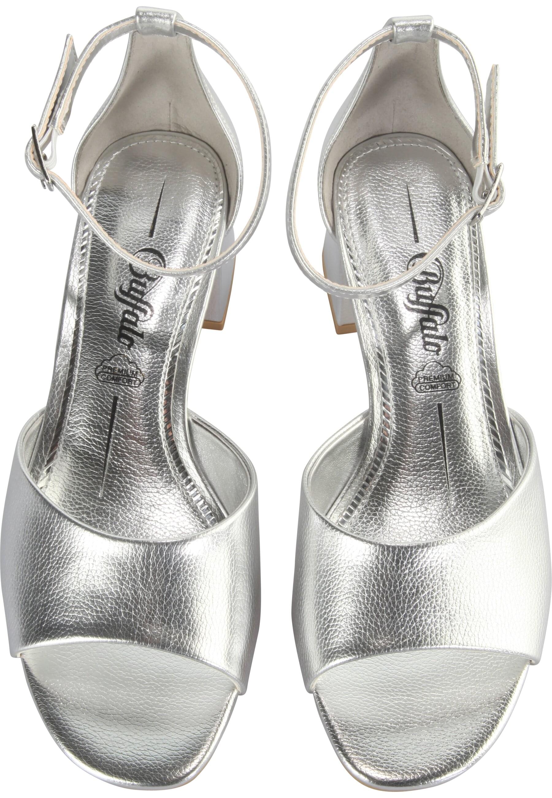 High-Heel-Pumps BUFFALO "Buffalo Buffalo Lilly Neat - Vegan Nappa", Damen, Gr. 40, silber, Kunstfaser, unifarben, Schuhe