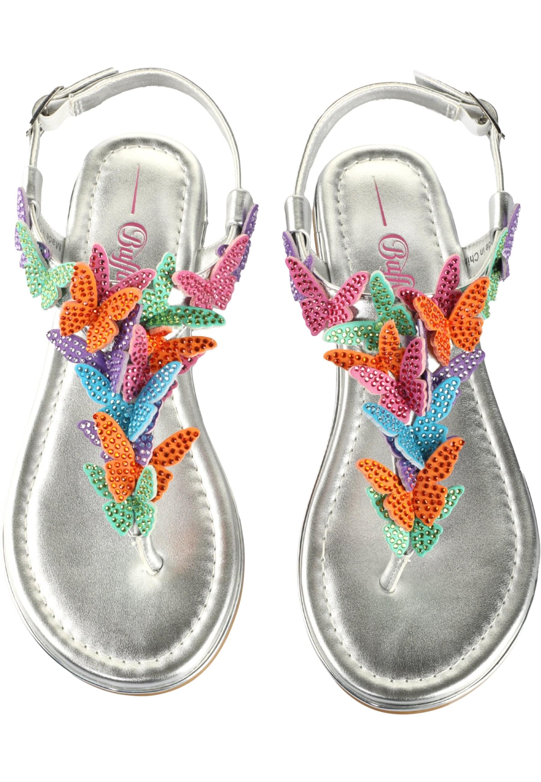 Trainingsschuh BUFFALO "Buffalo CAPRI BUTTERFLY GLAM", Damen, Gr. 37, silber, multi, Polyurethan, Schuhe