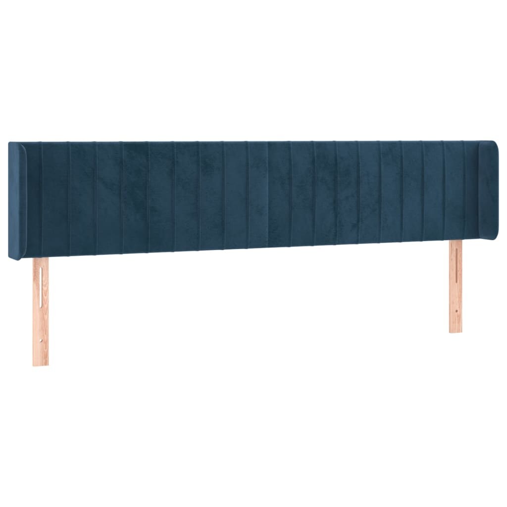 vidaXL Kopfteil mit Ohren Dunkelblau 163x16x78/88 cm Samt Image