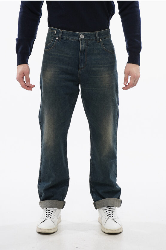 Tapered-Fit Denim mit Vintage-Effekt in Blau