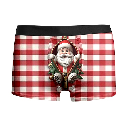 Weihnachten Kurze Boxershorts Unterwäsche Weihnachtsgeschenk Weihnachtsmann Grafik Neuartige Komisch für Herren Erwachsene 3D-Druck für Weihnachten Karneval Neujahr Party Image